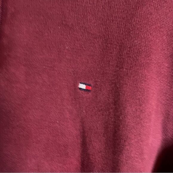 Tommy Hilfiger Mens Half Zip Burgundy Pull Over Warm Heavy Sweater Size Large - Picture 2 of 5